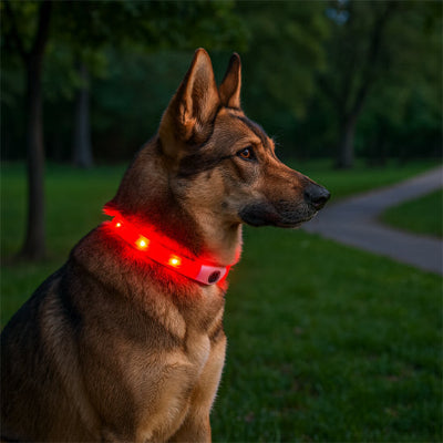 collier lumineux chien berger allemand led rouge nuit securite visibilite exterieur