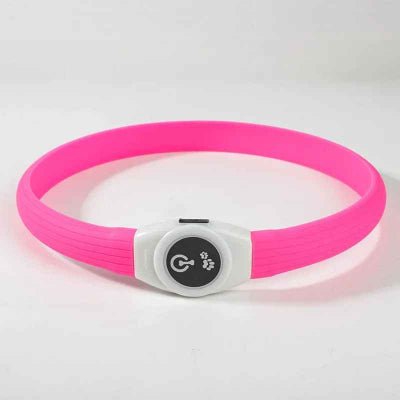 collier lumineux chien rose led usb rechargeable produit seul 