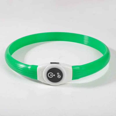 collier lumineux chien vert led usb rechargeable produit seul