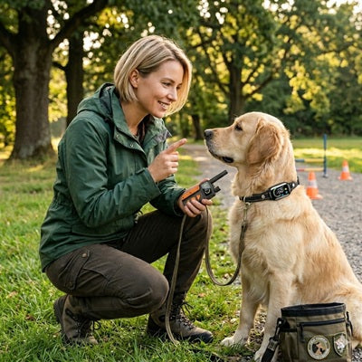 Collier pour chien de dressage golden retriever éducatrice parc bienveillant