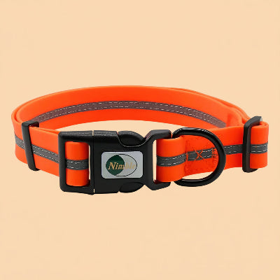 collier pour chien orange reflechissant securite nuit promenade qualite premium