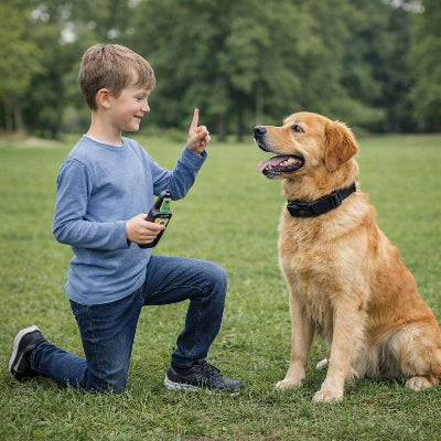 collier pour dressage de chien golden retriever enfant education canine telecommande