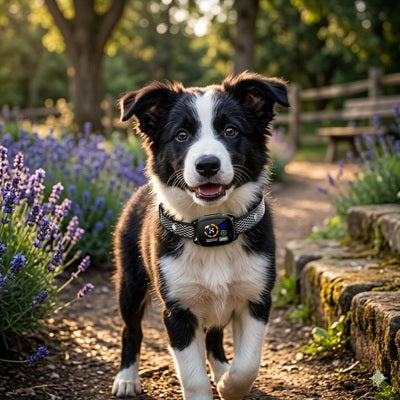 collier pour petit chien anti aboiement chiot border collie jardin lavande