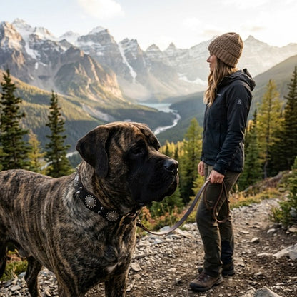 Colliers pour molosses chien bringé en randonnée à la montagne