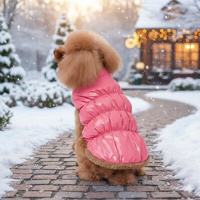 doudoune chiens rose impermeable neige hiver caniche noel village chaude protection