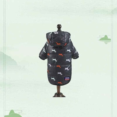 doudoune pour chien imprime os rouge noir manteau hiver chaud