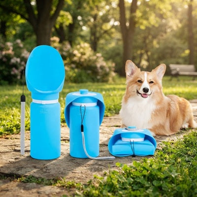 Gourde Chien Bleue Corgi Parc 3 Pièces Bol Pliable