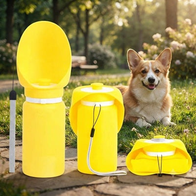 Gourde Chien Jaune Corgi Parc 3 Pièces Bol Pliable
