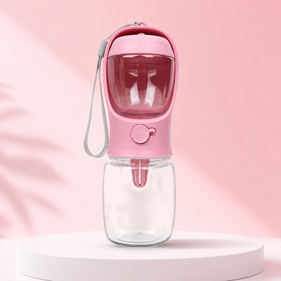 Gourde chien portable anti fuite rose fond clair balade