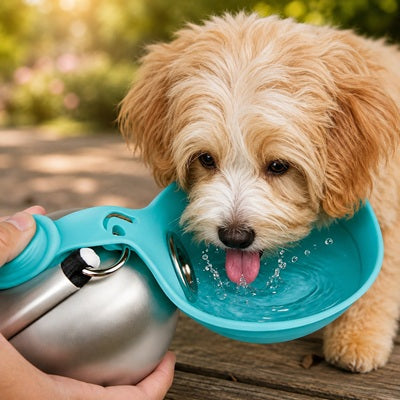 Gourde de Voyage pour Chien Chiot Golden Boit Turquoise Parc