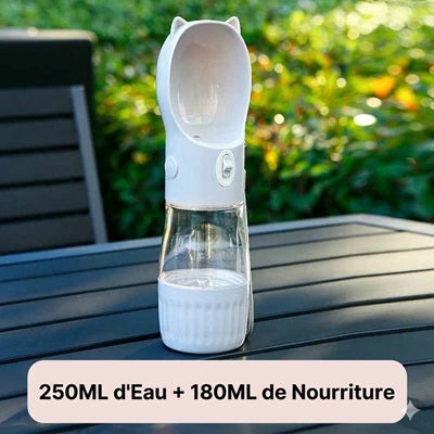 Gourde pour chien 250ml eau 180ml nourriture gris balade