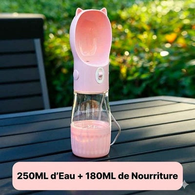 Gourde pour chien rose 250ml eau 180ml nourriture oreilles chat