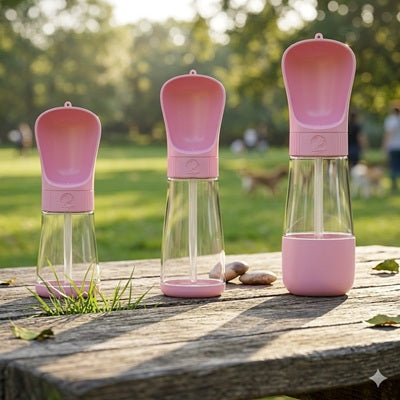 Gourde pour chiens rose 3 tailles parc balade portable soleil