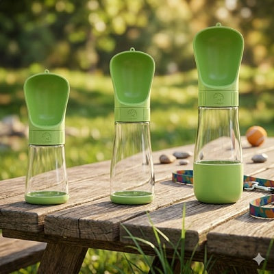 Gourde pour chiens verte 3 tailles portable voyage balade nature