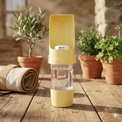 gourdes pour chien portable jaune transparente terrasse plantes bois