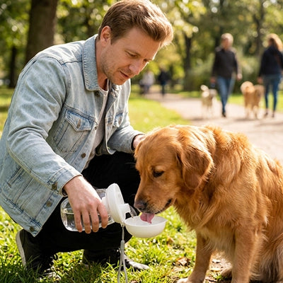 Gourdes pour Chiens Golden Retriever Parc Homme Bol Eau Balade