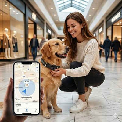 GPS chien sans abonnement Golden Retriever centre commercial application précision 15 m