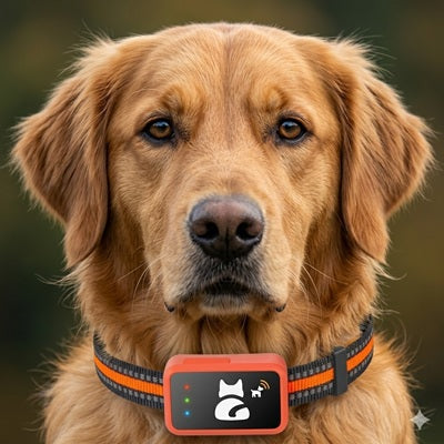 gps pour chien golden retriever portrait traceur collier réflecteur