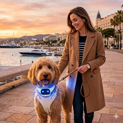 GPS pour chien sans abonnement Cannes promenade coucher de soleil port