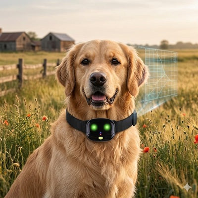 GPS pour chien sans abonnement golden clôture virtuelle champ de coquelicots