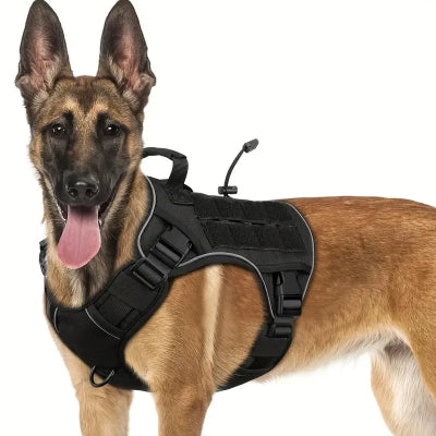 harnais anti traction chien securite confort tactique noir berger allemand