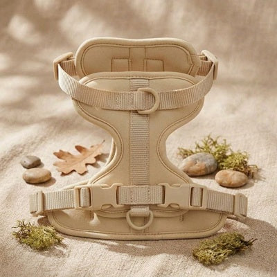 Harnais chien à enfiler beige sable tactique ajustable nature