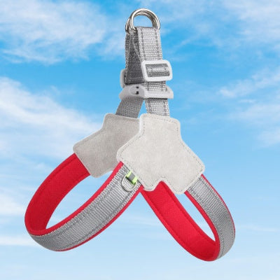 harnais chien rouge ajustable promenade reflechissant