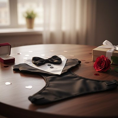 harnais chien smoking saint valentin coffret cadeau luxe romantique