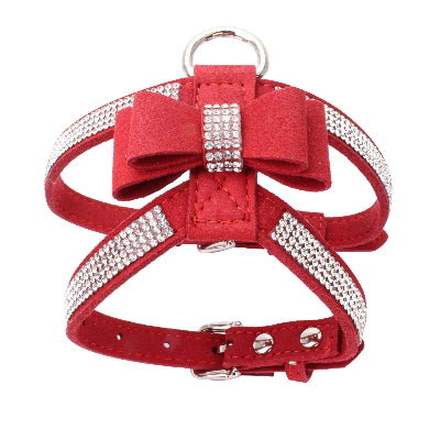 harnais chiot rouge noeud strass luxe reglable elegant