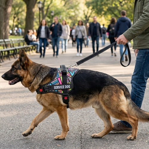 Harnais pour chiens Berger allemand multicolore laisse allée parc