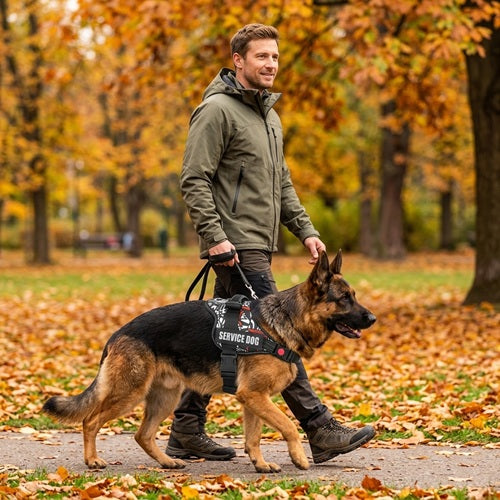 Harnais pour chiens Berger allemand promenade homme parc automne