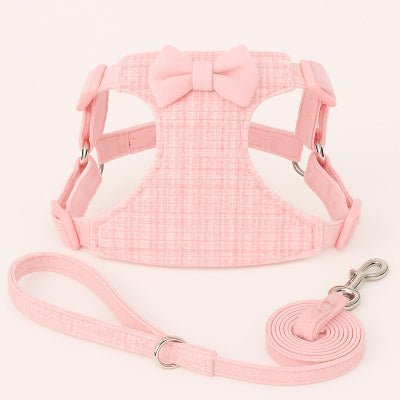 harnais pour petit chien rose noeud laisse ensemble complet