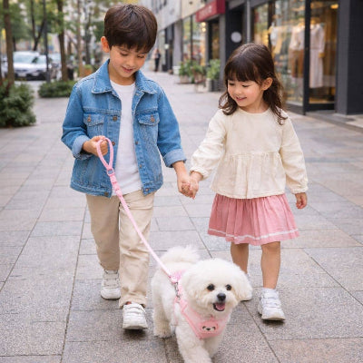 harnais pour petit chien rose enfants promenade securite famille