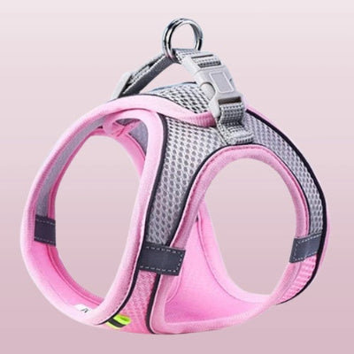 harnais pour petit chien rose gris mesh respirant