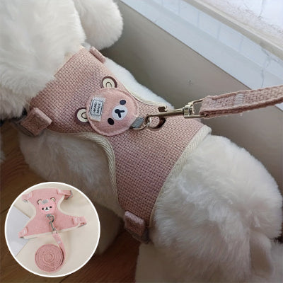 harnais pour petit chien rose laisse ajustable respirant