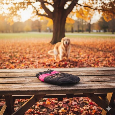 impermeable pour chien automne parc feuilles protection confort rose noir qualite premium