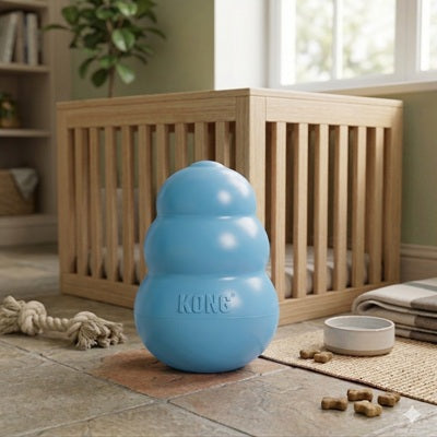 jouet kong chien bleu caoutchouc friandise distributeur intérieur cage