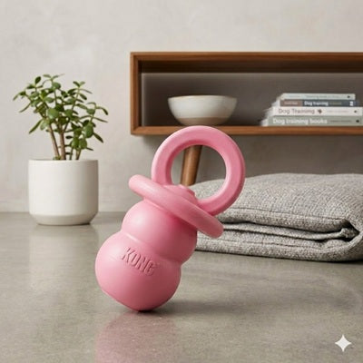 jouet kong pour chien sucette caoutchouc rose apaisant chiots