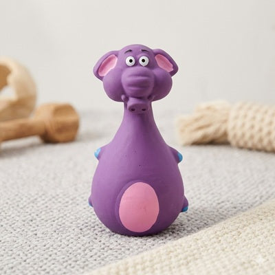 jouet pour chien éléphant violet latex seul face tapis beige