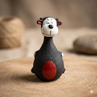 jouet pour chien figurine noir rouge latex face bois close-up