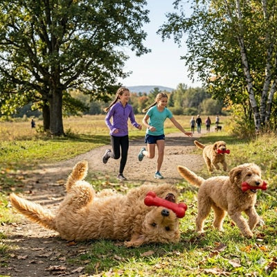 jouet pour chien kong os rouge labradoodle enfants forêt automne