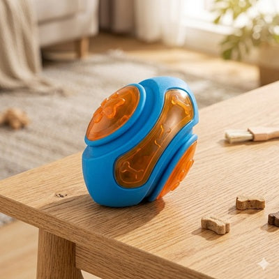 jouets pour chien balle distributeur de friandises TPR bleu orange