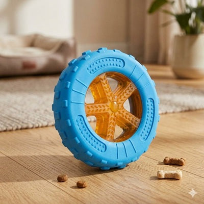 jouets pour chien pneu caoutchouc distributeur de friandises mordant bleu
