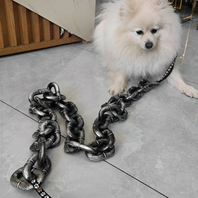 laisse-chien-chaine-design-spitz-blanc-resistant-luxe-qualite