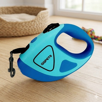Laisse enrouleur gros chien qqpets bleu turquoise ergonomique intérieur