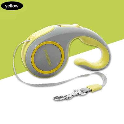 laisse enrouleur jaune design ergonomique mousqueton resistant