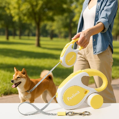 laisse enrouleur pour chien resistant jaune promenade
