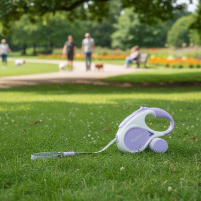 laisse enrouleur pour chien retractable automatique violet promenade parc exterieur