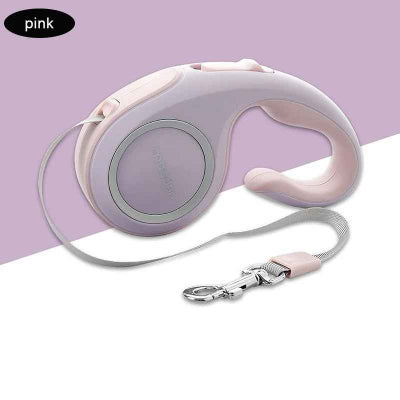 laisse enrouleur rose design moderne mousqueton metal