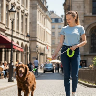 laisse-pour-chien-marron-promenade-femme-ville-rue
